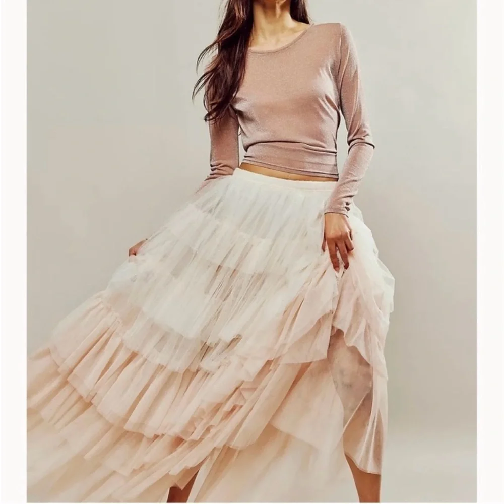 Free People Intimately Mesh So Well Layering Metallic Shimmer Top Medium
